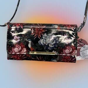 MUNDI Black Floral Vinyl Wallet RFID PROTECTED